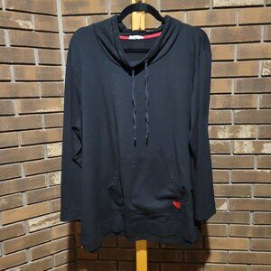 Jane and Delancey Black Long Sleeve Top Red Hip Heart Detail Size 1X